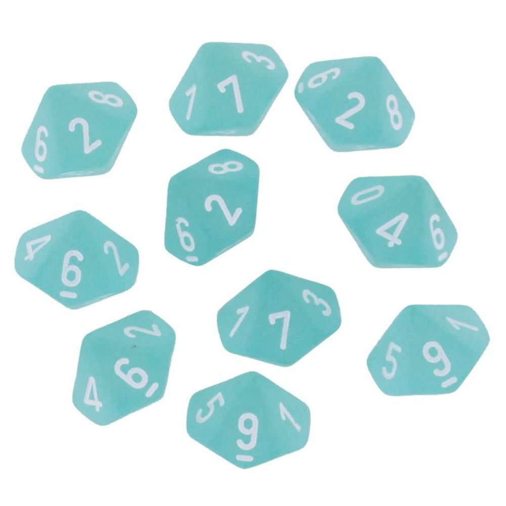 Chessex Frosted Teal/White D10 Dice Set (10)